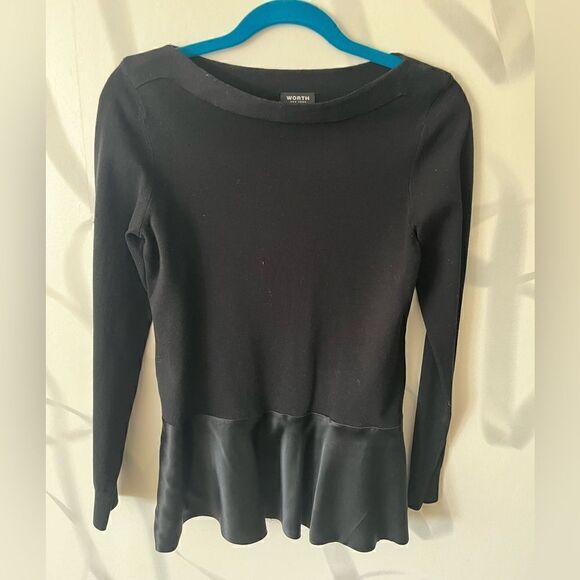Worth Peplum Black Shirt Size Medium - Picture 1 of 5